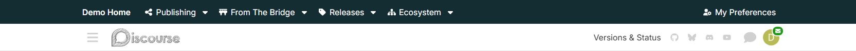 The Bridge: publishing menus, Versions & Status text link and header icons